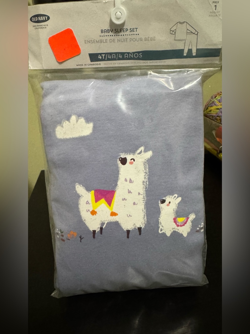 Old Navy Lavender Kids Llama Graphic Pajama Top with Pink & Yellow Accents